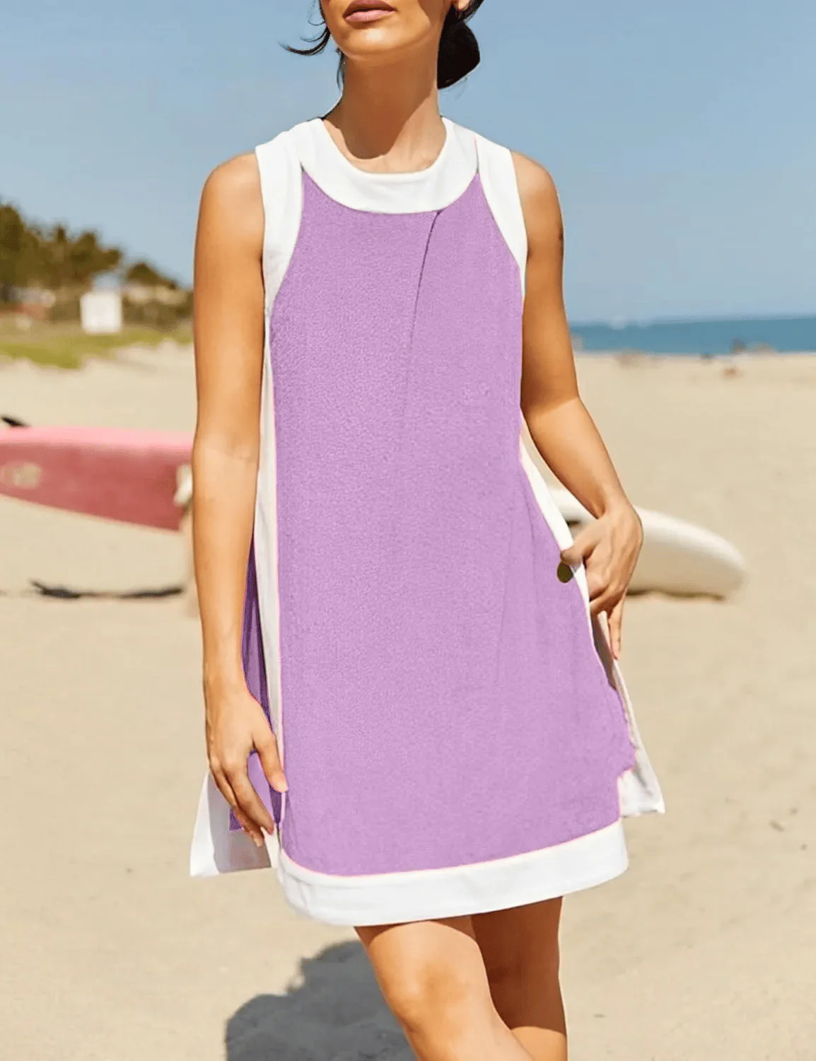 ⏰Hot Sale 50% OFF🔥Women's Casual Color Block Sleeveless Tops Matching Shorts with Pockets - Image 7