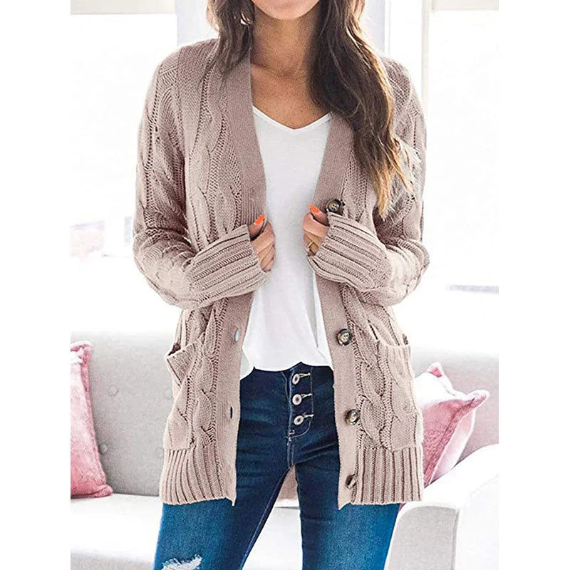 💐Autumn Big Sale-50% Off💕Women's Fall Casual Long Sleeve Button Down Open Front Cable Knit Cardigan - Image 2