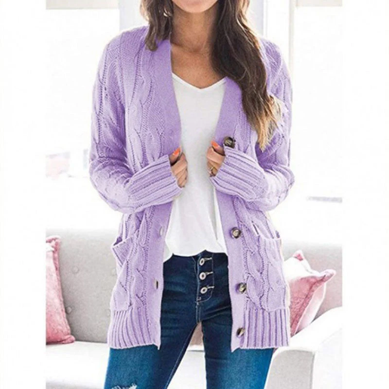 💐Autumn Big Sale-50% Off💕Women's Fall Casual Long Sleeve Button Down Open Front Cable Knit Cardigan - Image 7