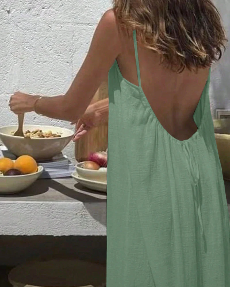 💕LAST DAY SALE: ONLY ￡12.99!!💃Women's Solid Color Backless Cami Dress - Image 13