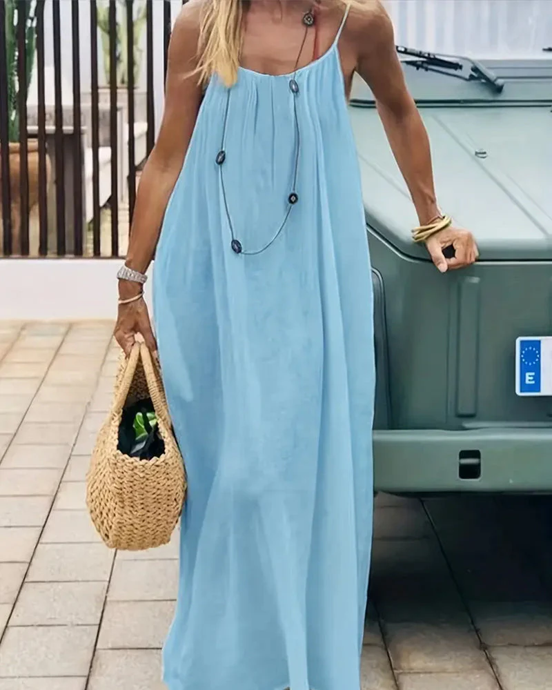 💕LAST DAY SALE: ONLY ￡12.99!!💃Women's Solid Color Backless Cami Dress - Image 15