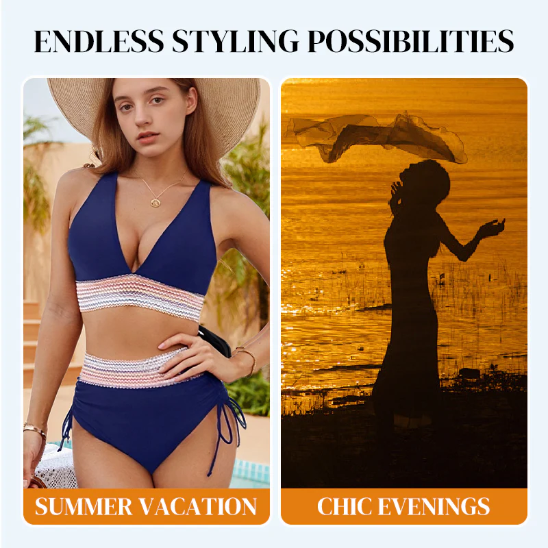 💥Last Day Sale 49% OFF👙High Waisted Tummy Control Color Block Bikini Sets 2 - Image 5