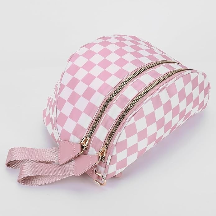 🎁Last Day 49% Off-Black and White Checkered Nylon Bum Bag Plus Size Friendly Fanny Pack - Image 11