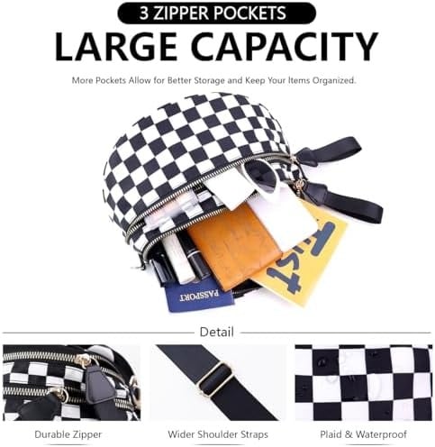 🎁Last Day 49% Off-Black and White Checkered Nylon Bum Bag Plus Size Friendly Fanny Pack - Image 17