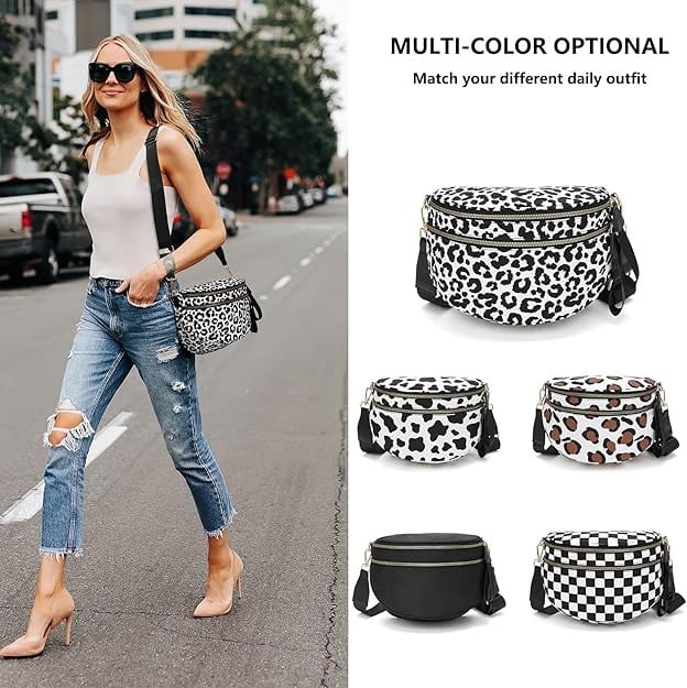 🎁Last Day 49% Off-Black and White Checkered Nylon Bum Bag Plus Size Friendly Fanny Pack - Image 3