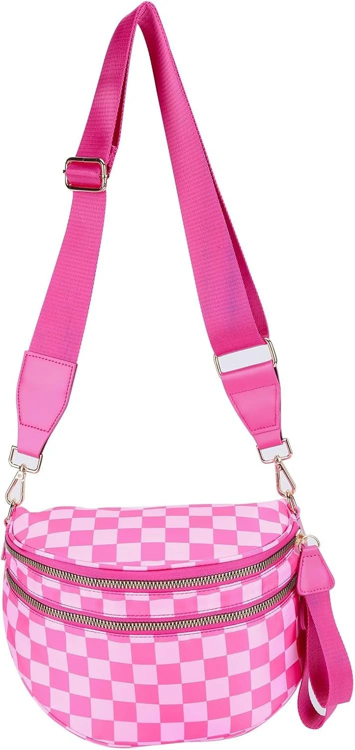 🎁Last Day 49% Off-Black and White Checkered Nylon Bum Bag Plus Size Friendly Fanny Pack - Image 6