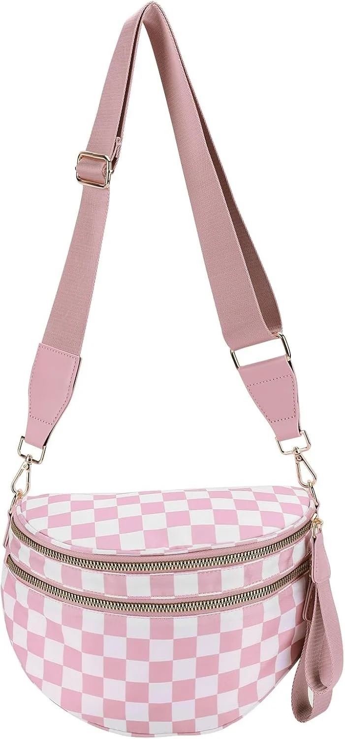 🎁Last Day 49% Off-Black and White Checkered Nylon Bum Bag Plus Size Friendly Fanny Pack - Image 9