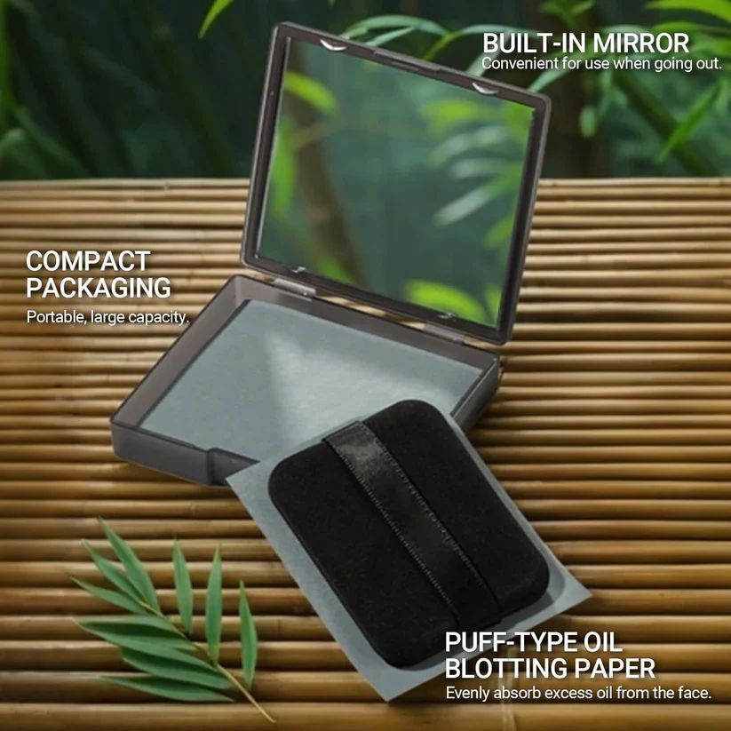 ⏰LAST DAY SALE 50% OFF!!💝Black Magnet Oil Blotting Setting Sheet With Powder More Control Oil Keep Fresh 2 IN 1 Blotting Sheet - Image 2