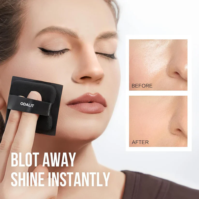 ⏰LAST DAY SALE 50% OFF!!💝Black Magnet Oil Blotting Setting Sheet With Powder More Control Oil Keep Fresh 2 IN 1 Blotting Sheet - Image 5