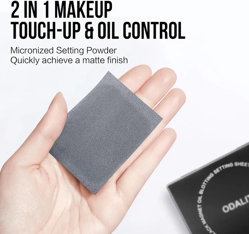 ⏰LAST DAY SALE 50% OFF!!💝Black Magnet Oil Blotting Setting Sheet With Powder More Control Oil Keep Fresh 2 IN 1 Blotting Sheet - Image 6