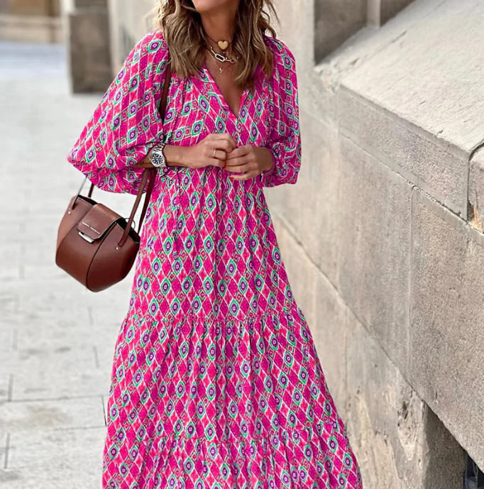 💖LAST DAY SALE 50% OFF💖Women's Elegant Puff Sleeve Floral Boho Maxi Dress👗 - Image 13