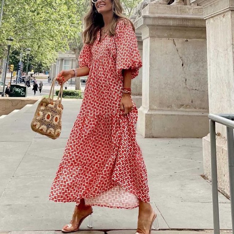 💖LAST DAY SALE 50% OFF💖Women's Elegant Puff Sleeve Floral Boho Maxi Dress👗 - Image 2