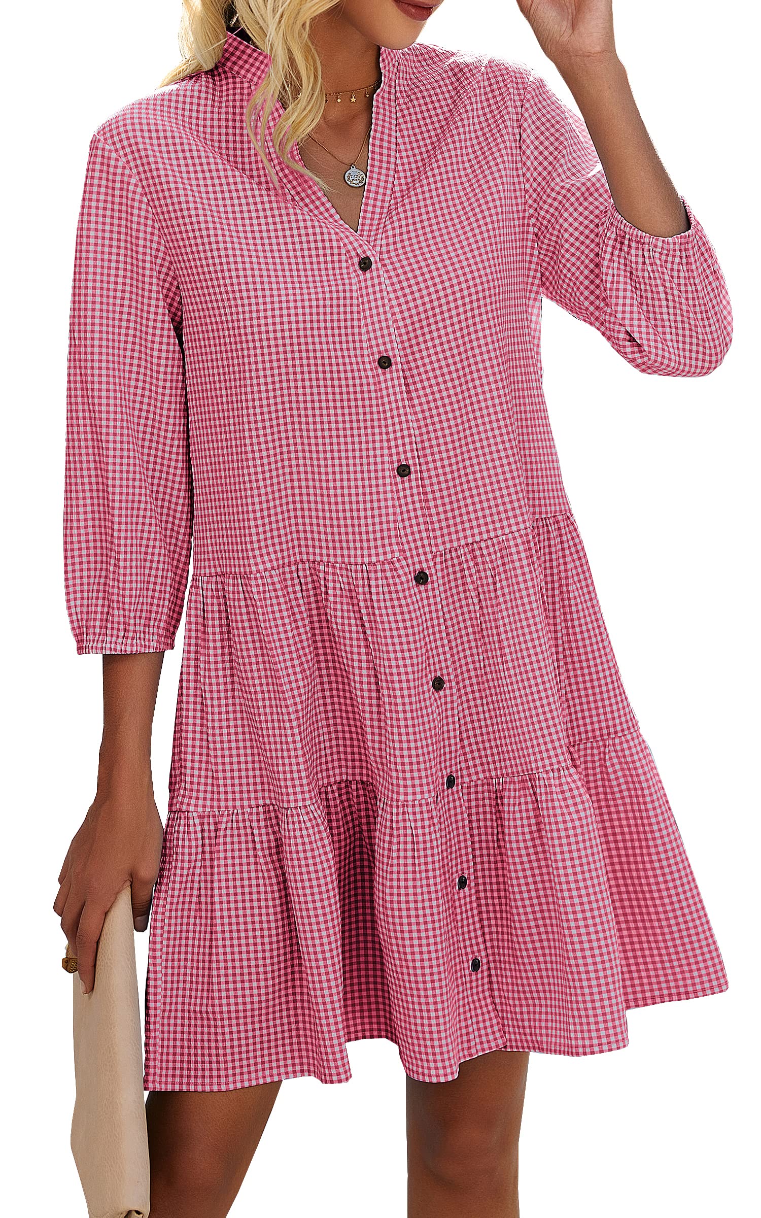 🍂Autumn Sales 49% OFF🔥Women's Button Down 3/4 Sleeve Shirt Dress - Image 3