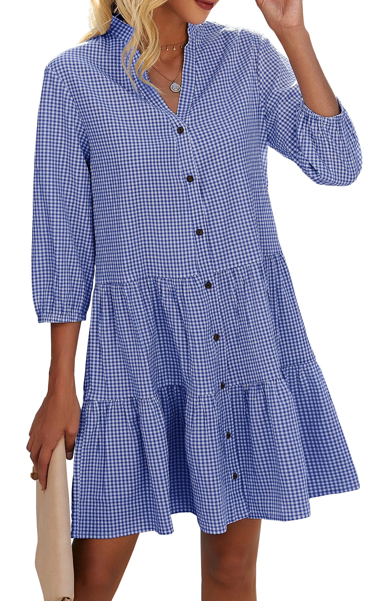 🍂Autumn Sales 49% OFF🔥Women's Button Down 3/4 Sleeve Shirt Dress - Image 4
