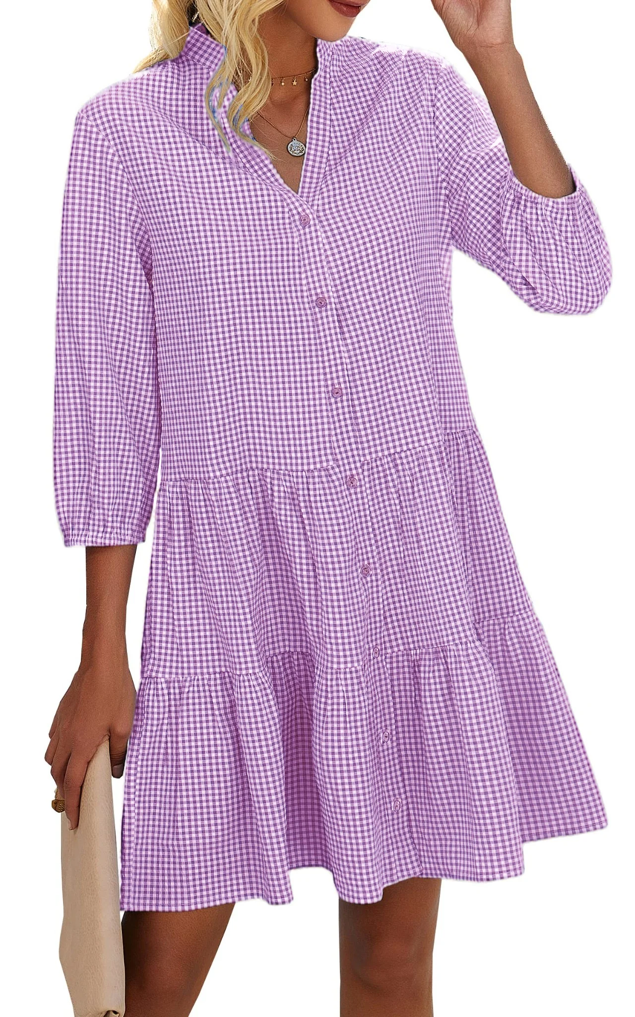 🍂Autumn Sales 49% OFF🔥Women's Button Down 3/4 Sleeve Shirt Dress - Image 8