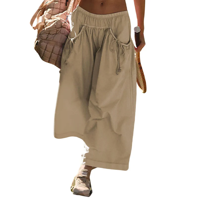 Casual Cropped Wide-Leg Beach Pants - Image 12