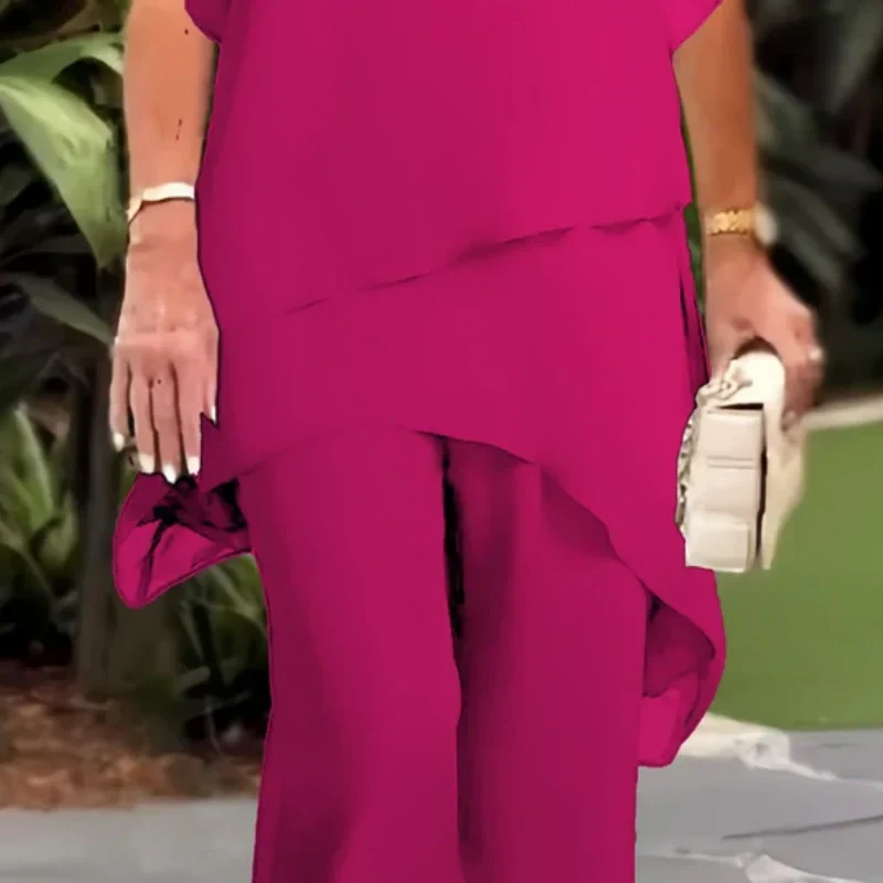 🔥2025 HOT SALE 50% OFF🔥Charming Irregular Top & Wide Leg Pants Set - Image 8
