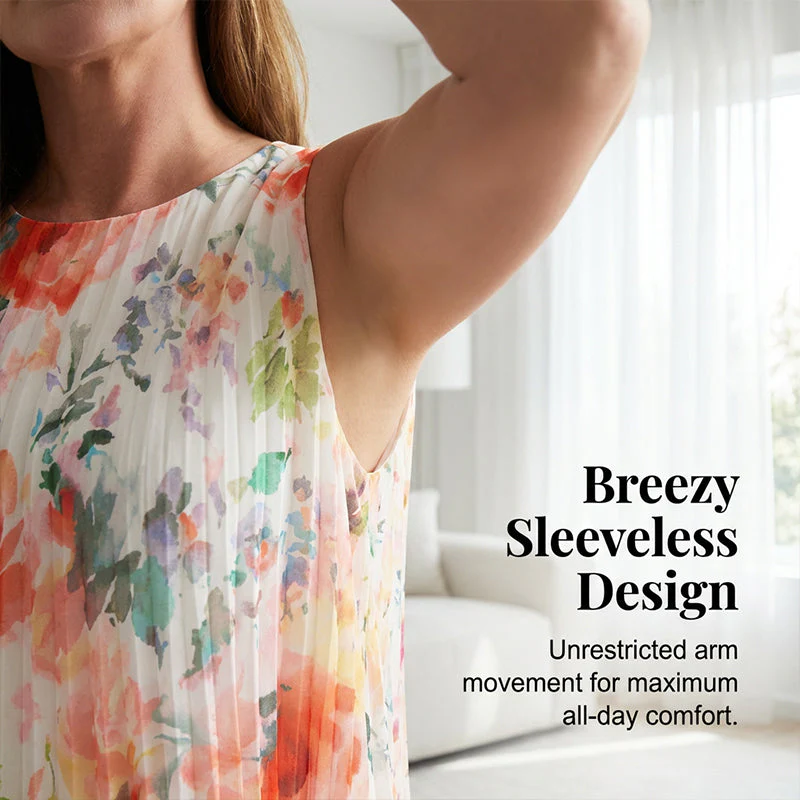 💖Mother’s Day Sale: 50% OFF!💖Women’s Sleeveless Floral Print Pleated Dress - Image 3