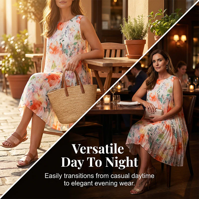 💖Mother’s Day Sale: 50% OFF!💖Women’s Sleeveless Floral Print Pleated Dress - Image 6
