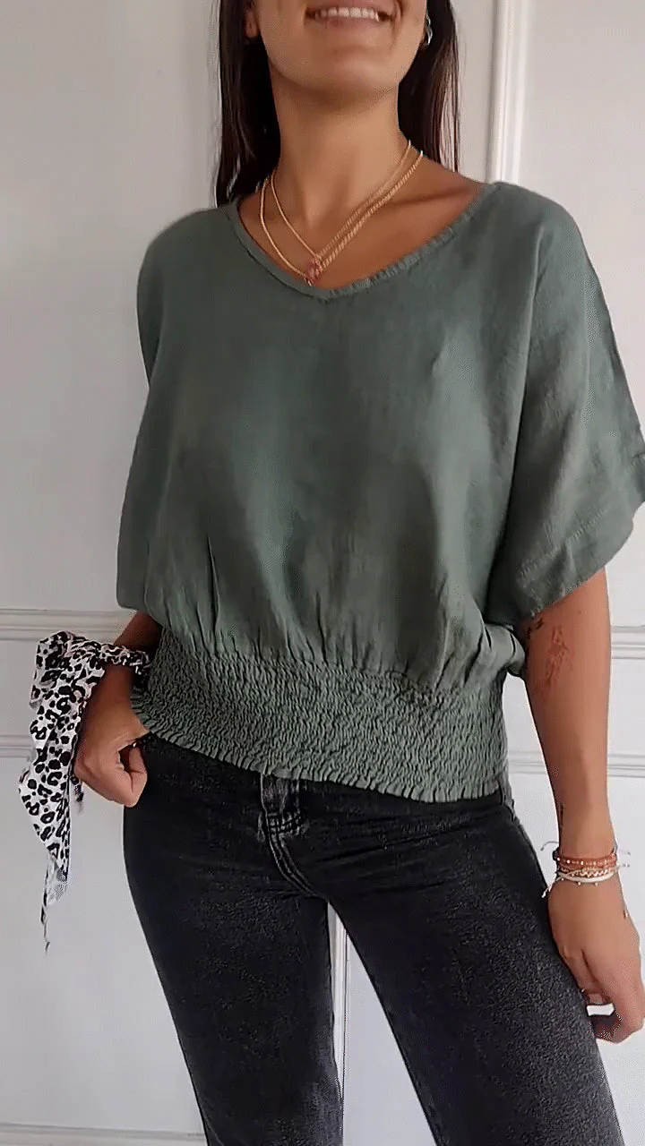 🔥BUY 3 PAY FOR 2 (Each only￡7.99!!)🔥Simple Solid Color V-Neck Half-Sleeve T-Shirt💛 - Image 15