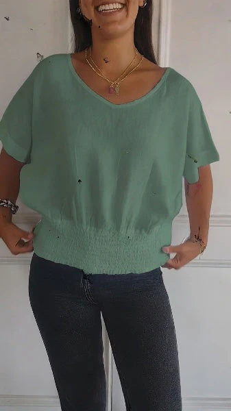 🔥BUY 3 PAY FOR 2 (Each only￡7.99!!)🔥Simple Solid Color V-Neck Half-Sleeve T-Shirt💛 - Image 25