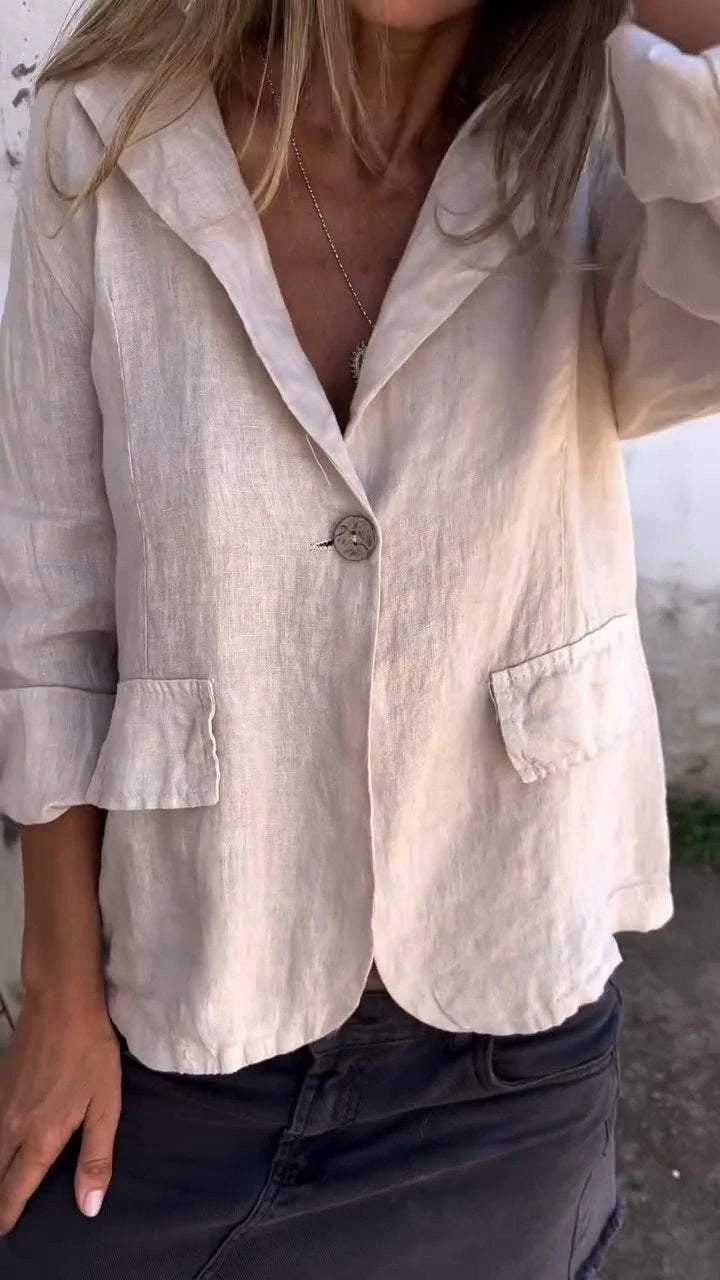 💋HOT SALE 49% OFF💋Cotton and Linen Casual Lapel Single-button Thin Coat - Image 3