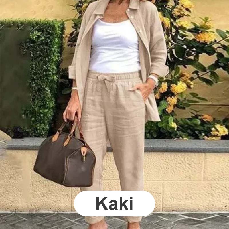 🌸 Spring Hot Sale 75% OFF🌸Women's cotton linen long sleeve blouse and pants set - Image 11