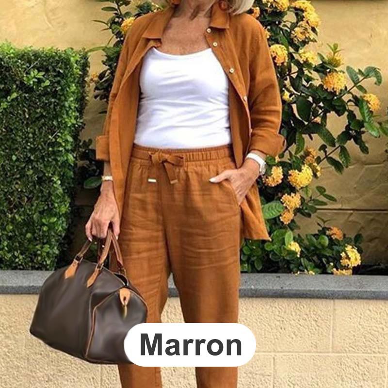 🌸 Spring Hot Sale 75% OFF🌸Women's cotton linen long sleeve blouse and pants set - Image 13