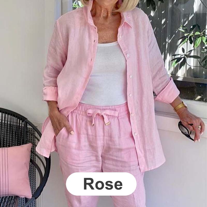 🌸 Spring Hot Sale 75% OFF🌸Women's cotton linen long sleeve blouse and pants set - Image 15