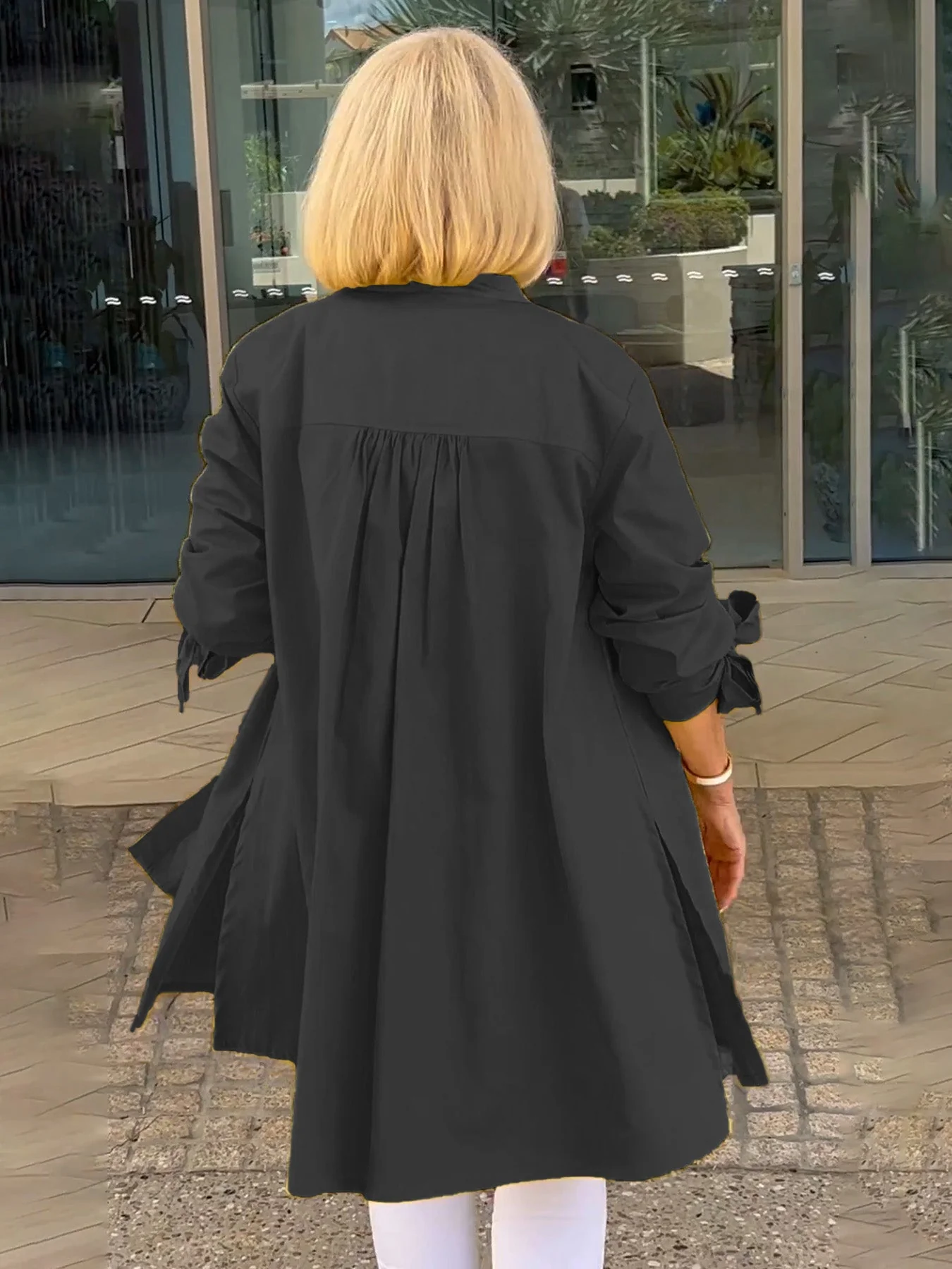 🔥LAST DAY SALE 49% OFF🔥Solid Color Long Cotton Shirt Jackets For Women - Image 17