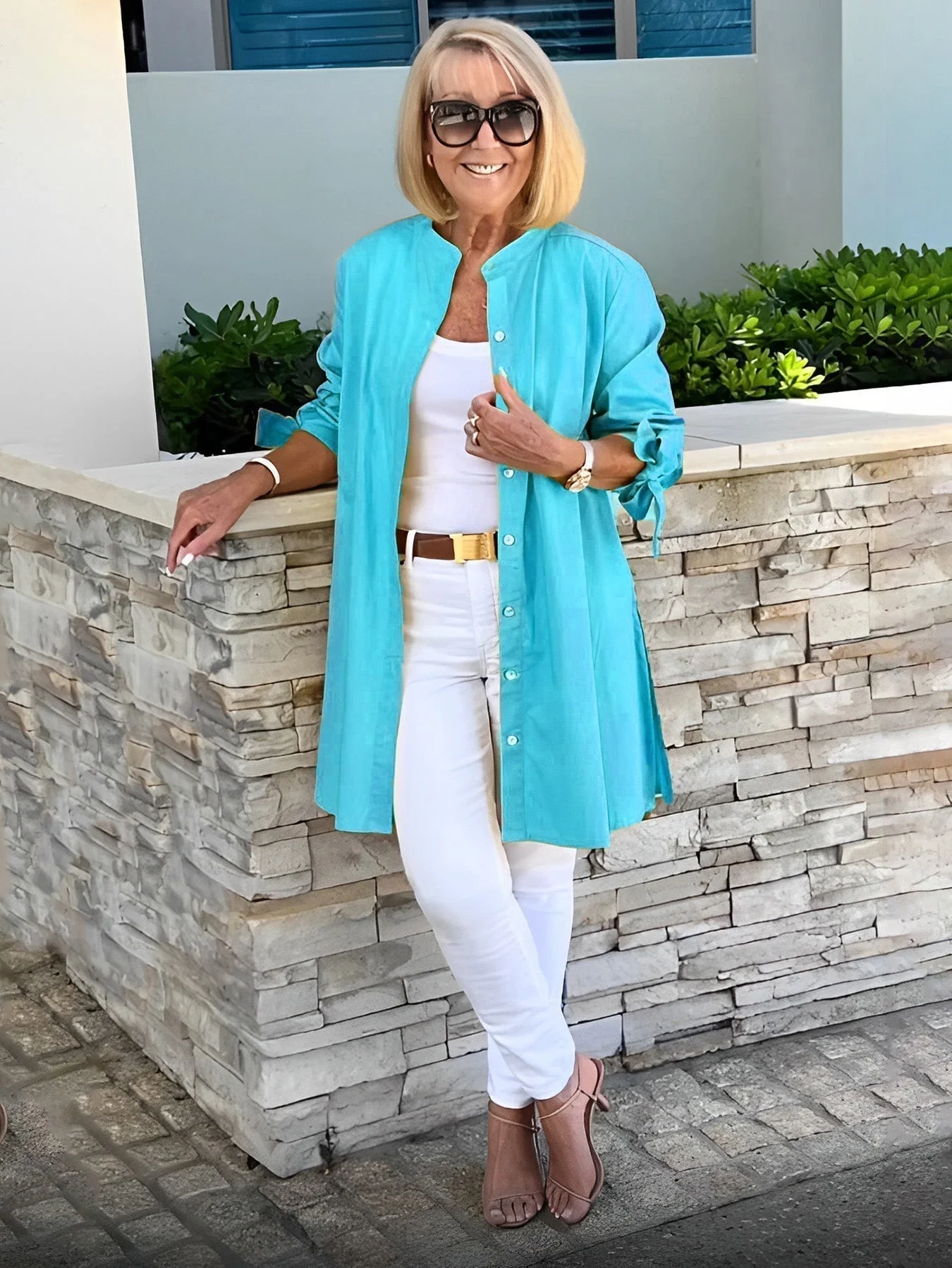 🔥LAST DAY SALE 49% OFF🔥Solid Color Long Cotton Shirt Jackets For Women - Image 19