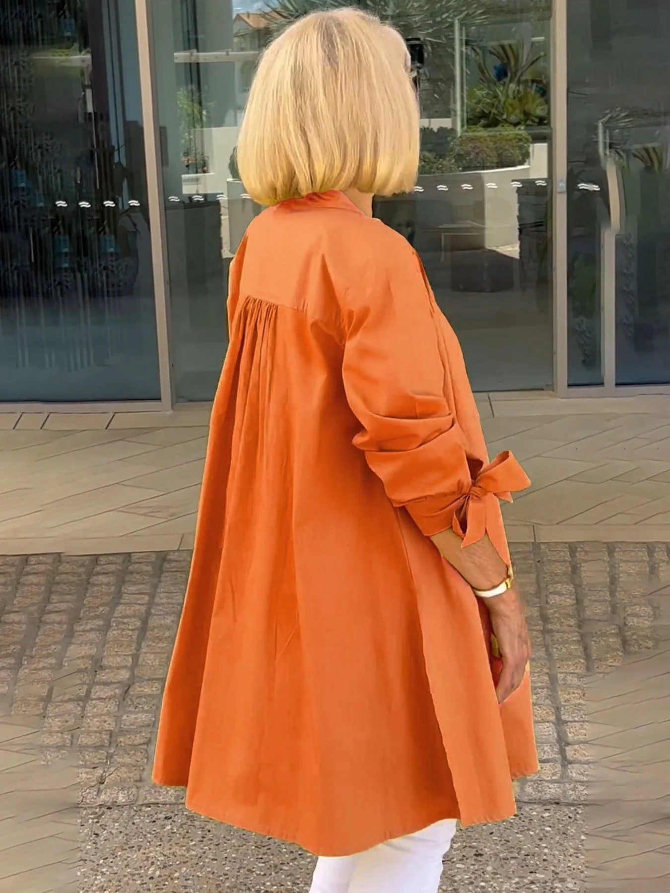 🔥LAST DAY SALE 49% OFF🔥Solid Color Long Cotton Shirt Jackets For Women - Image 23