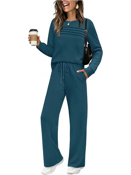 🔥LAST DAY 50% OFF💓Women's Crew Neck Top & Drawstring Pants Set - Image 19