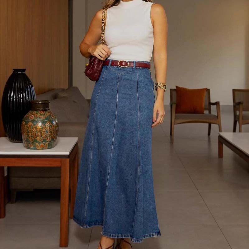 🔥Spring Limited Sale 50% Off!!✨Women's High-Waist A-Line Denim Maxi Skirt💞 - Image 8