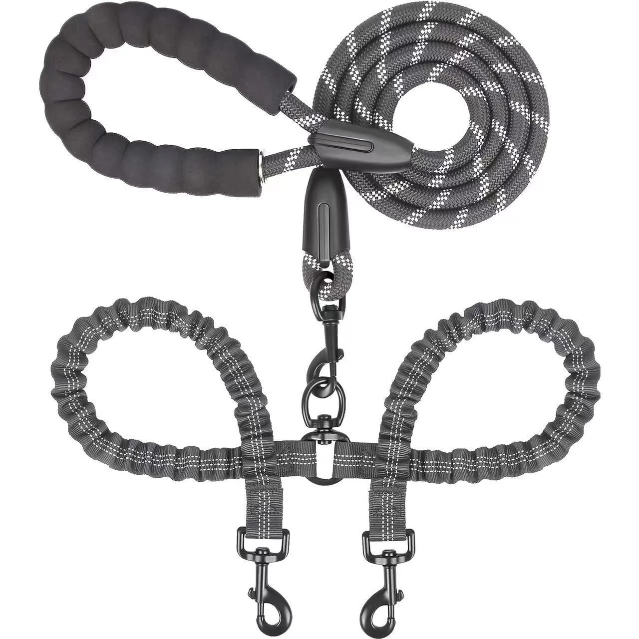 🐾LAST DAY SALE 49% OFF🐶Heavy Duty Dog Leash with Shock Absorbing Bungee for Walking 2 Dogs (25-150 lbs) - Image 2