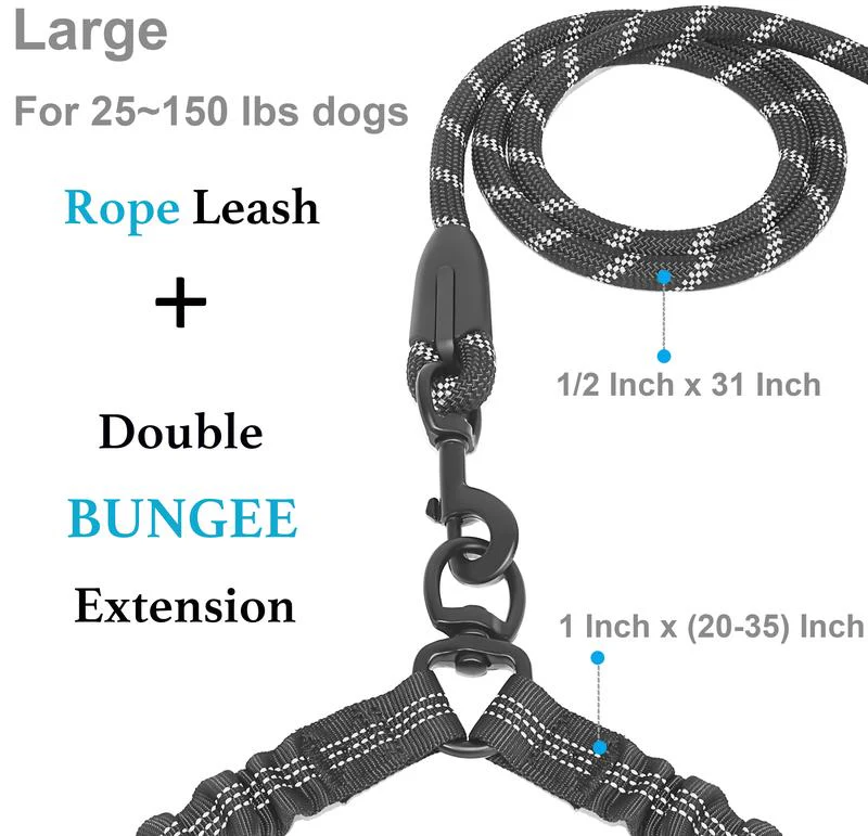 🐾LAST DAY SALE 49% OFF🐶Heavy Duty Dog Leash with Shock Absorbing Bungee for Walking 2 Dogs (25-150 lbs) - Image 3
