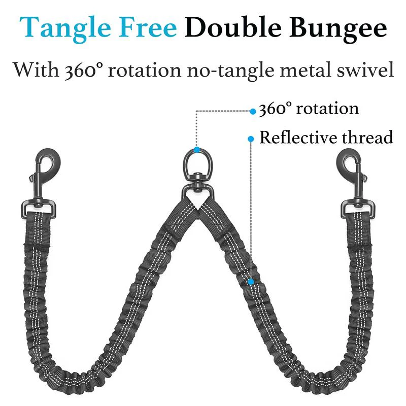 🐾LAST DAY SALE 49% OFF🐶Heavy Duty Dog Leash with Shock Absorbing Bungee for Walking 2 Dogs (25-150 lbs) - Image 6