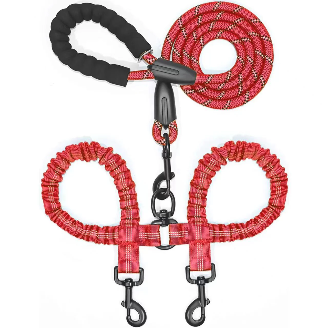 🐾LAST DAY SALE 49% OFF🐶Heavy Duty Dog Leash with Shock Absorbing Bungee for Walking 2 Dogs (25-150 lbs) - Image 8