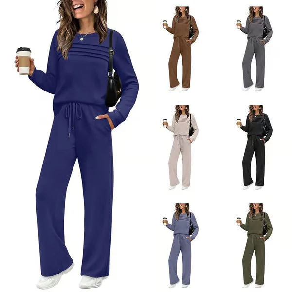 🔥LAST DAY 50% OFF✨Women's Crew Neck Top & Drawstring Pants Set - Image 2