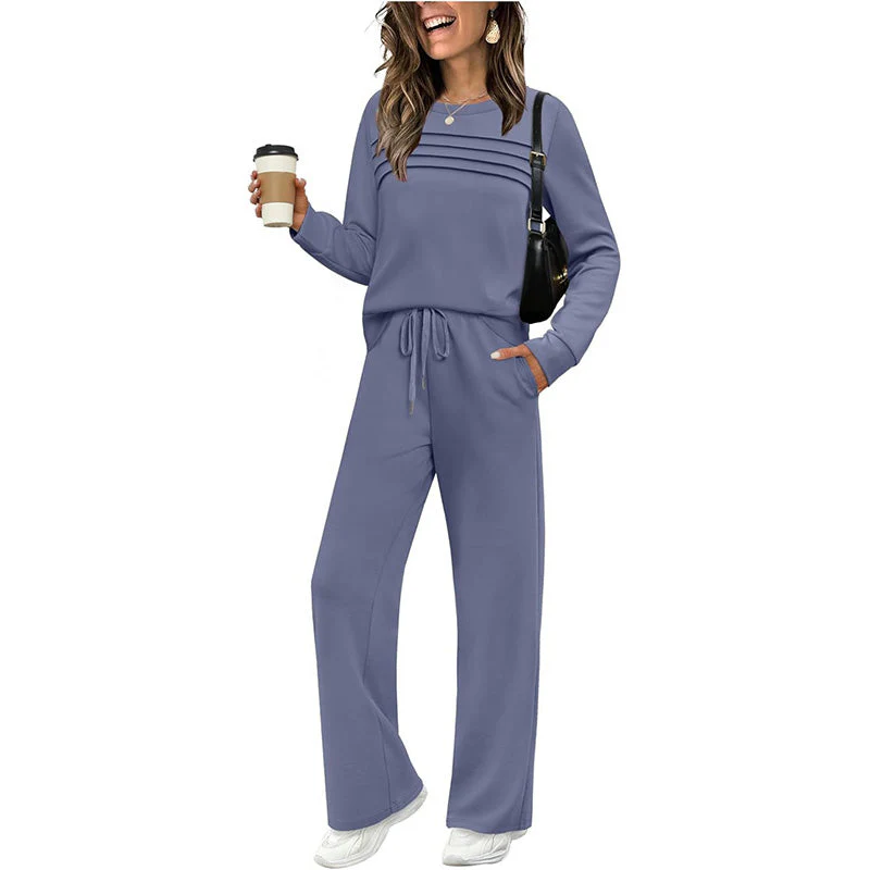 🔥LAST DAY 50% OFF✨Women's Crew Neck Top & Drawstring Pants Set - Image 4