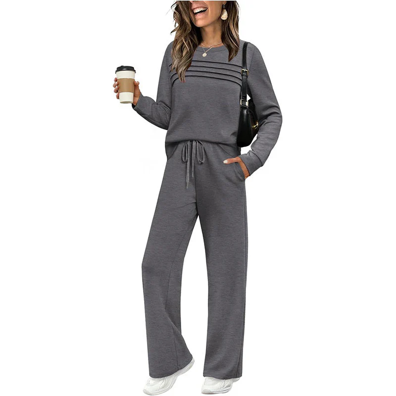 🔥LAST DAY 50% OFF✨Women's Crew Neck Top & Drawstring Pants Set - Image 5