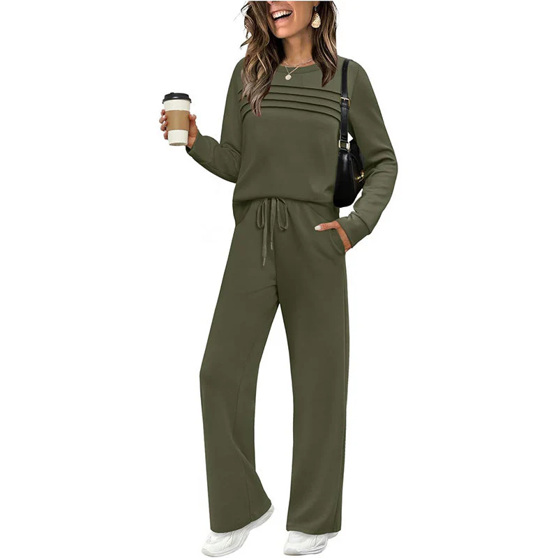 🔥LAST DAY 50% OFF✨Women's Crew Neck Top & Drawstring Pants Set - Image 7