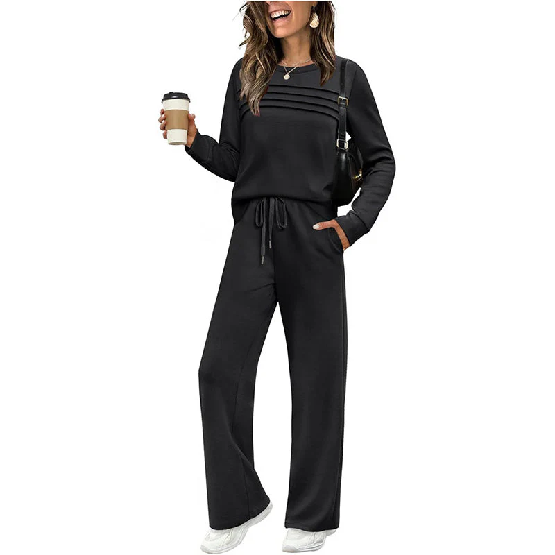 🔥LAST DAY 50% OFF✨Women's Crew Neck Top & Drawstring Pants Set - Image 8