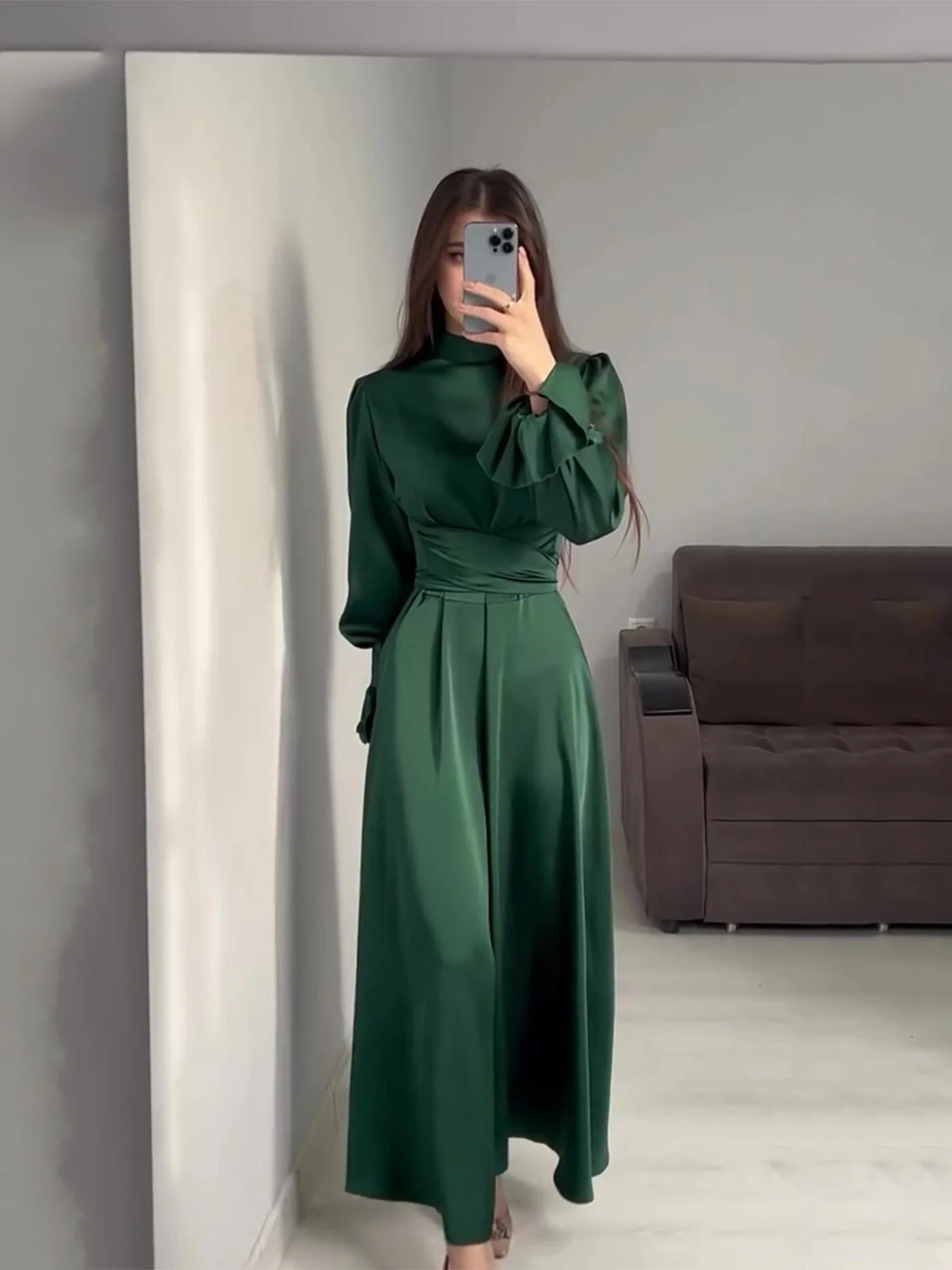 💖Limited Sale 49% OFF💖Women's Elegant waisted pleated cuff dress - Image 5