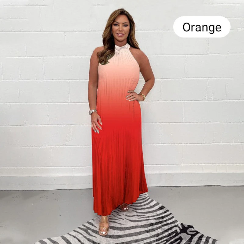 🔥Last Day Special Price £15.99!!💥-💃 Gradient Pleated Halter Neck Dress - Image 14