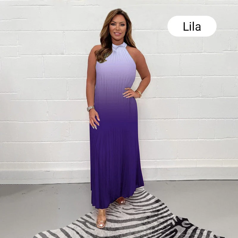 🔥Last Day Special Price £15.99!!💥-💃 Gradient Pleated Halter Neck Dress - Image 17
