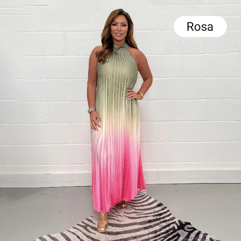 🔥Last Day Special Price £15.99!!💥-💃 Gradient Pleated Halter Neck Dress - Image 18