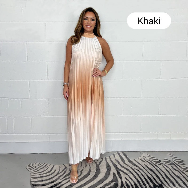 🔥Last Day Special Price £15.99!!💥-💃 Gradient Pleated Halter Neck Dress - Image 20