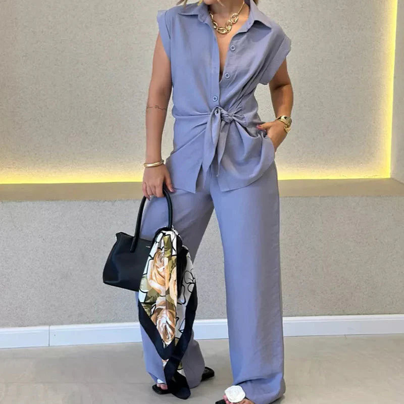 ✨ Waisted top × casual wide-leg trouser set unlocks a balanced aesthetic 👚👖 of sophistication and relaxation - Image 4