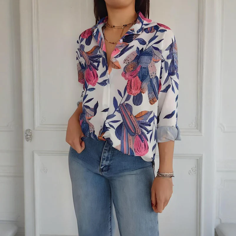🌸 Special Price £15.99!!🌸Elegant Plants Print Button-up Shirt - Image 2